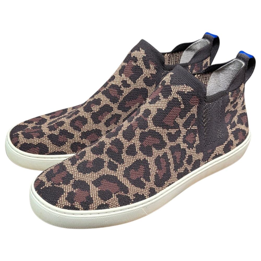 Rothy's Womens 12.5 Leopard Chelsea Slip On Sneakers Knit Animal Print